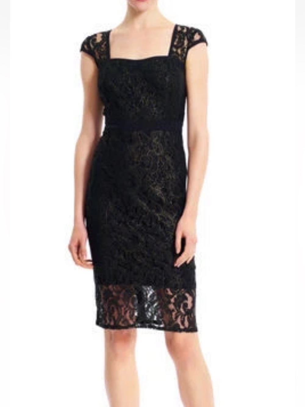 Adrianna Papell women's size 2 black lace sheath dress